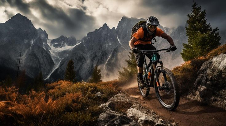 Descargar ai generado montaña andar en bicicleta y aventuras antecedentes gratis